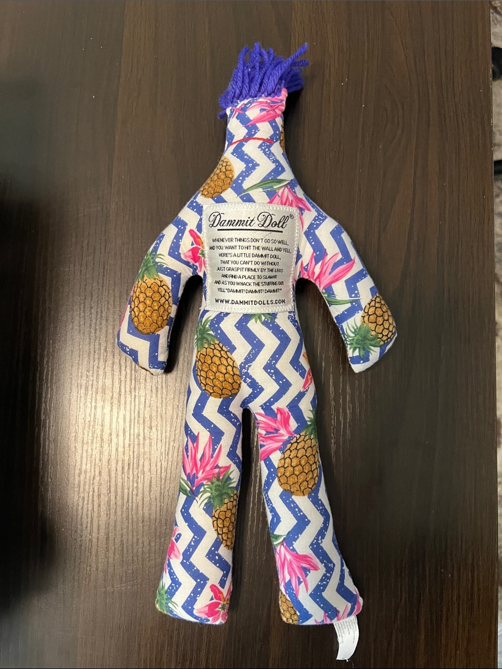 Dammit Doll Stress Relief Pineapple Print 12 Inch